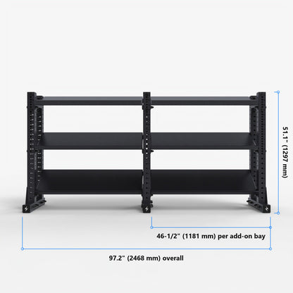 Gen 2 Storage Shelve with add-on bay - dimensions