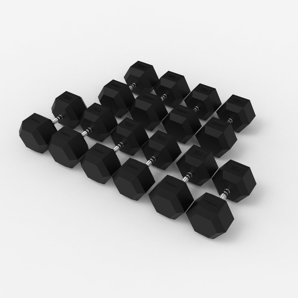 Zeus Hex Dumbbell Package 105 lb to 125 lb (1150 lb)